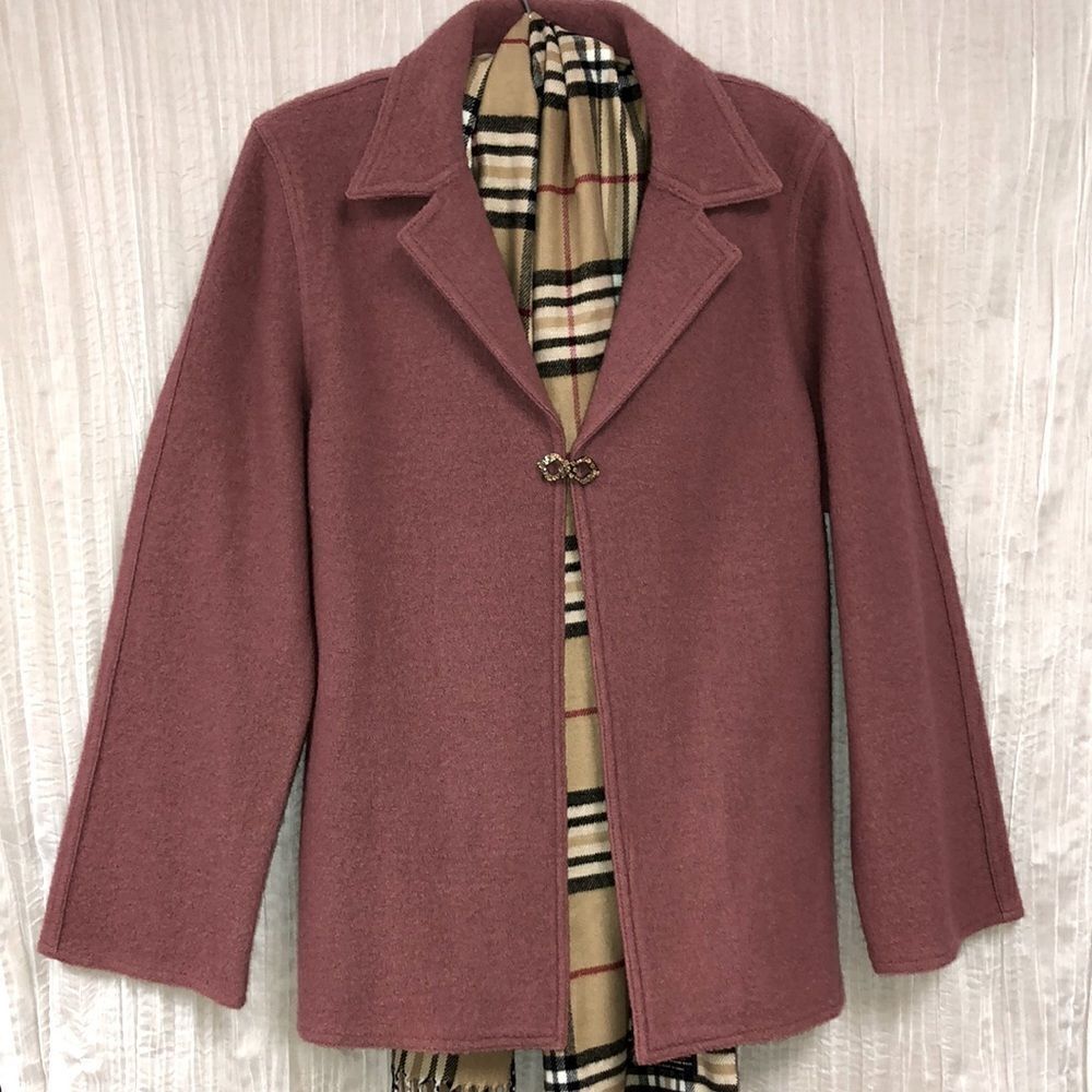 Alfred Dunner M Wool Overcoat Light Jacket in Raspberry Smoothie Pink - Picture 3 of 15